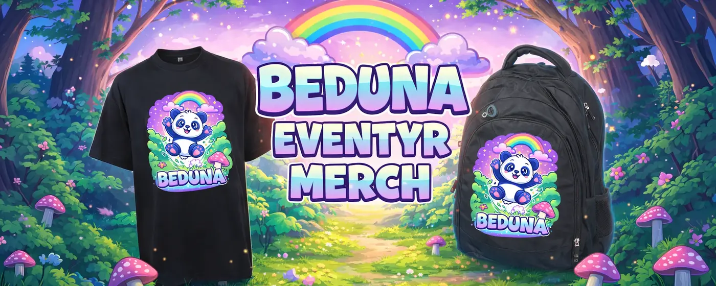 Beduna Eventyr Merch: T-shirt og rygsæk med Hyggefis i en magisk skov – se kollektionen hos Geekd